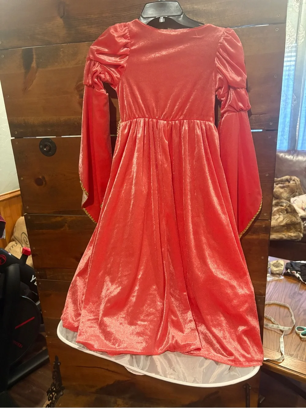Girls Pink and Cream Royal Princess Costume with Gold Trim and added skirting